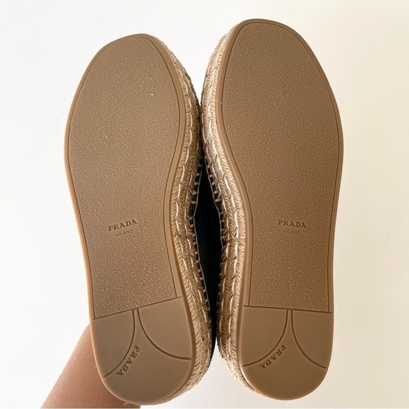 Prada Black Blue plaque logo open toe platform espadrilles EU 37 - Picture 3 of 8